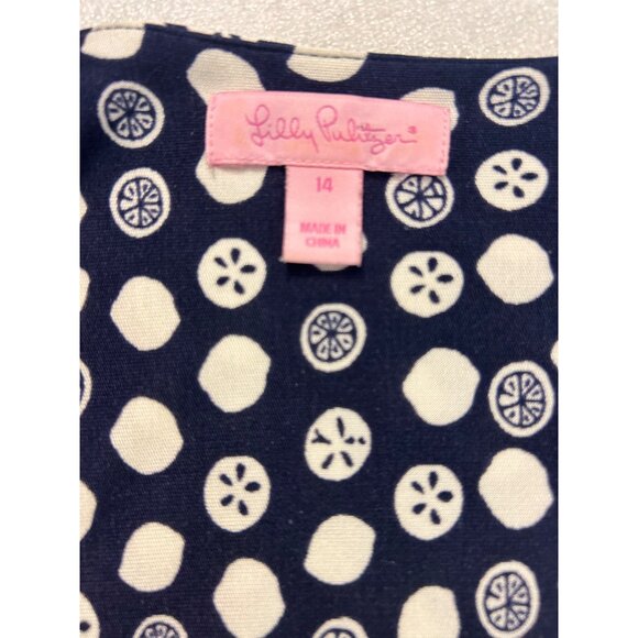 Lilly Pulitzer Womens Navy & White Citrus Print Wrap Dress Silk Size 14 - Picture 6 of 6
